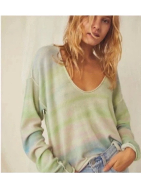Free People Sweaters - Free People Cashmere Light Pastel Tie-Dye V-Neck Women's Sweater XS